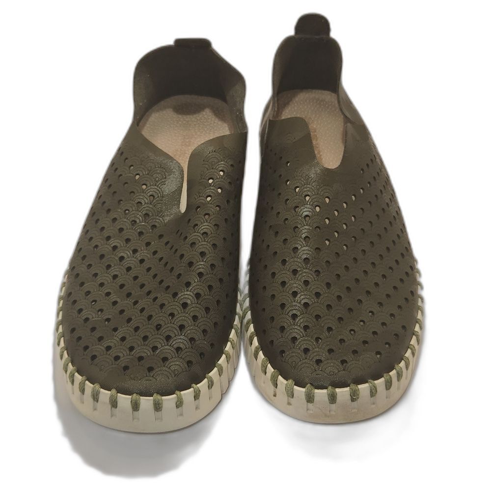 Ilse Jacobsen Dark Green Slip-On Shoes Womens Size 38